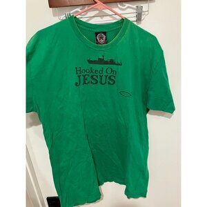 Suspect Shirts Y2K Hooked on Jesus T-Shirt, Green, Size XL
